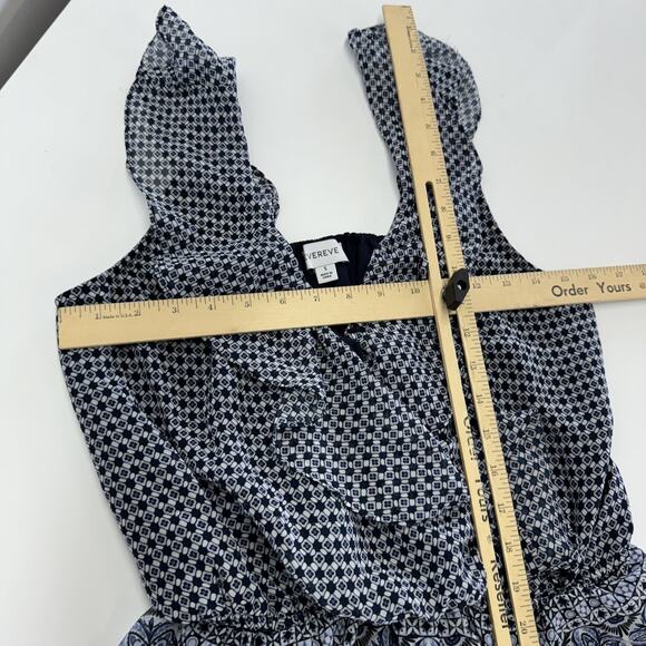 EVEREVE Shirt Womens Small‎ Blue White Surplice V Neck Peplum Ruffle Sleeveless - Picture 6 of 7